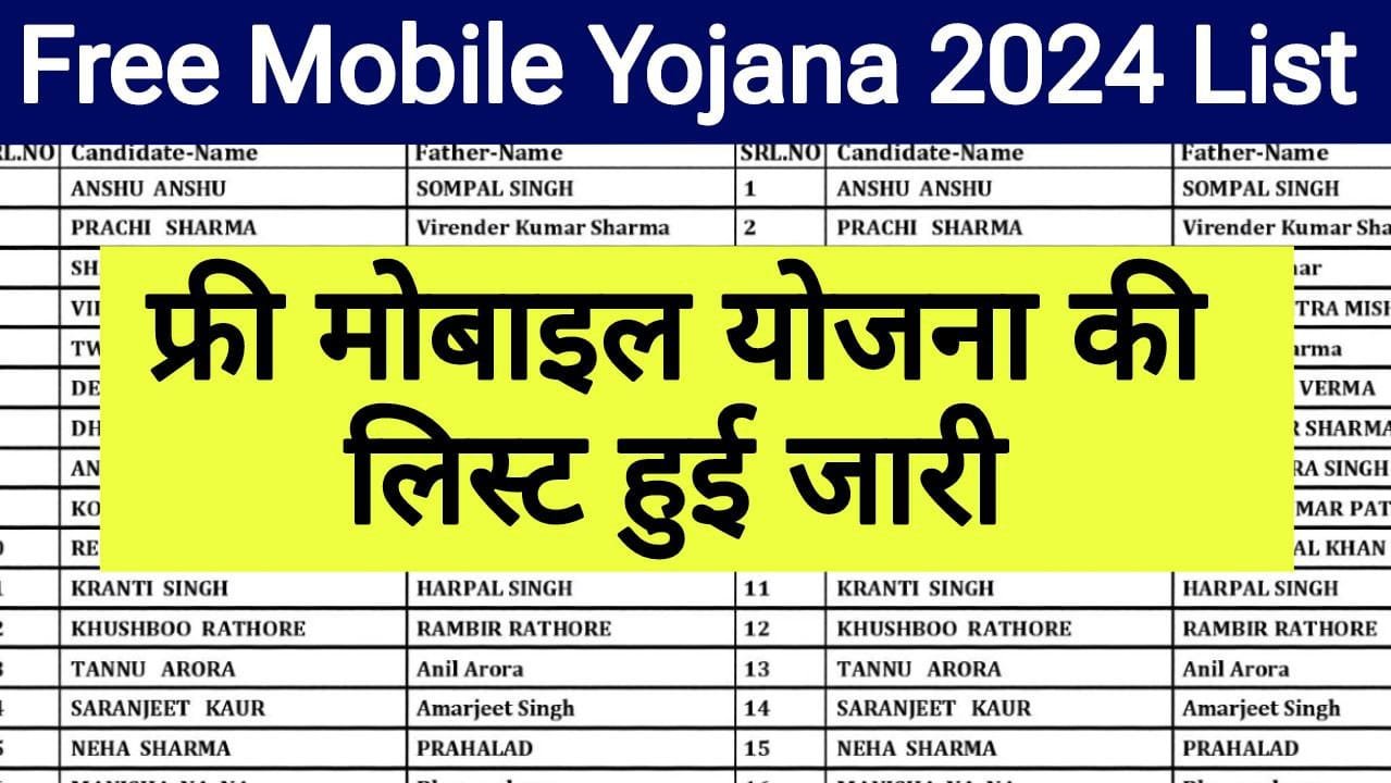 फ्री मोबाइल योजना लिस्ट 2024