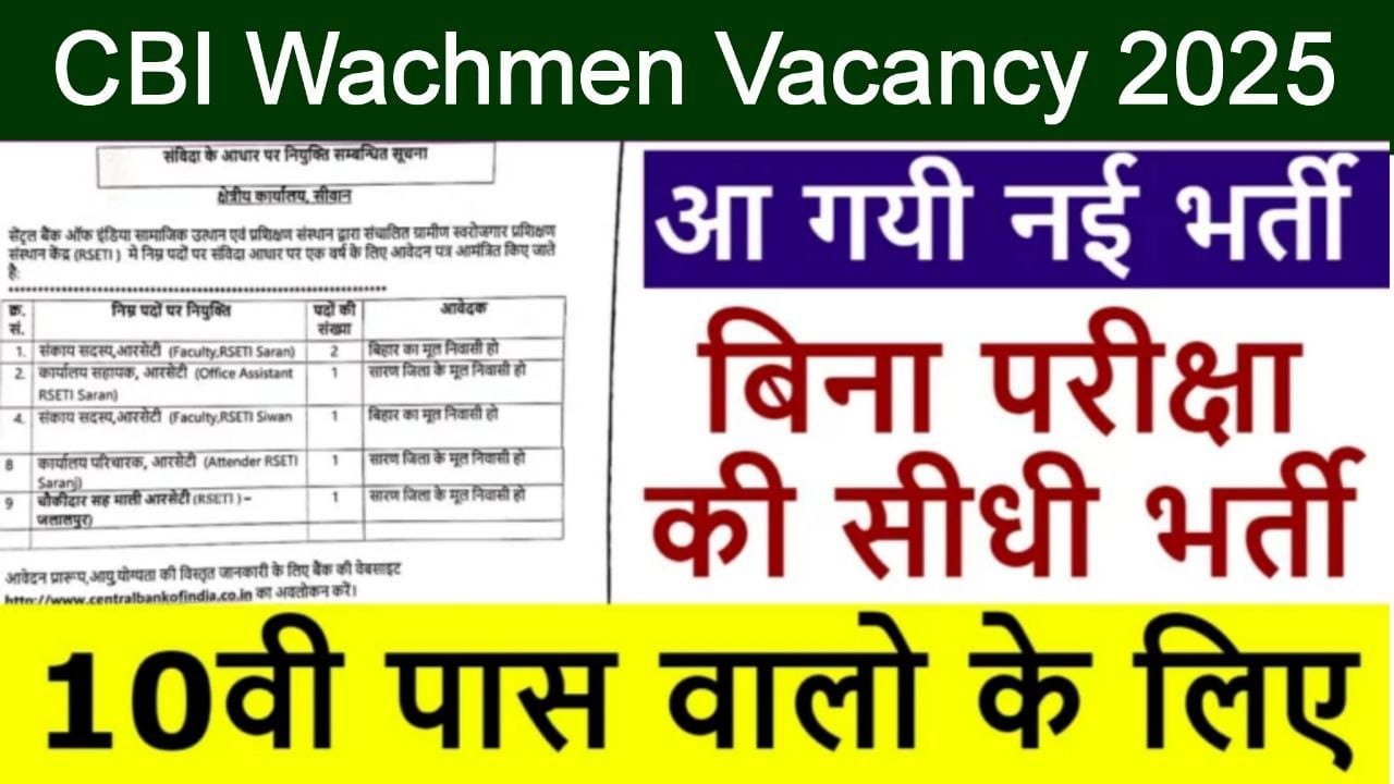 CBI Watchman Vacancy Apply Online