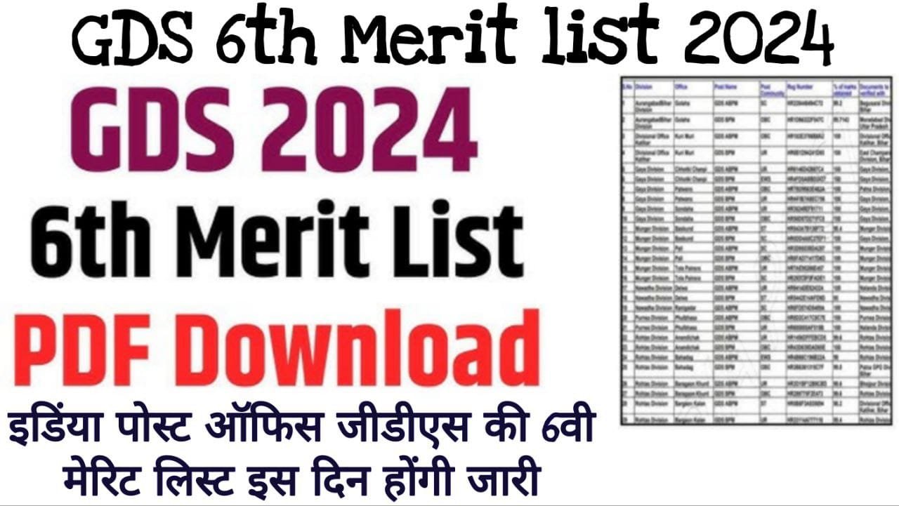 India Post GDS 6th Merit list 2024