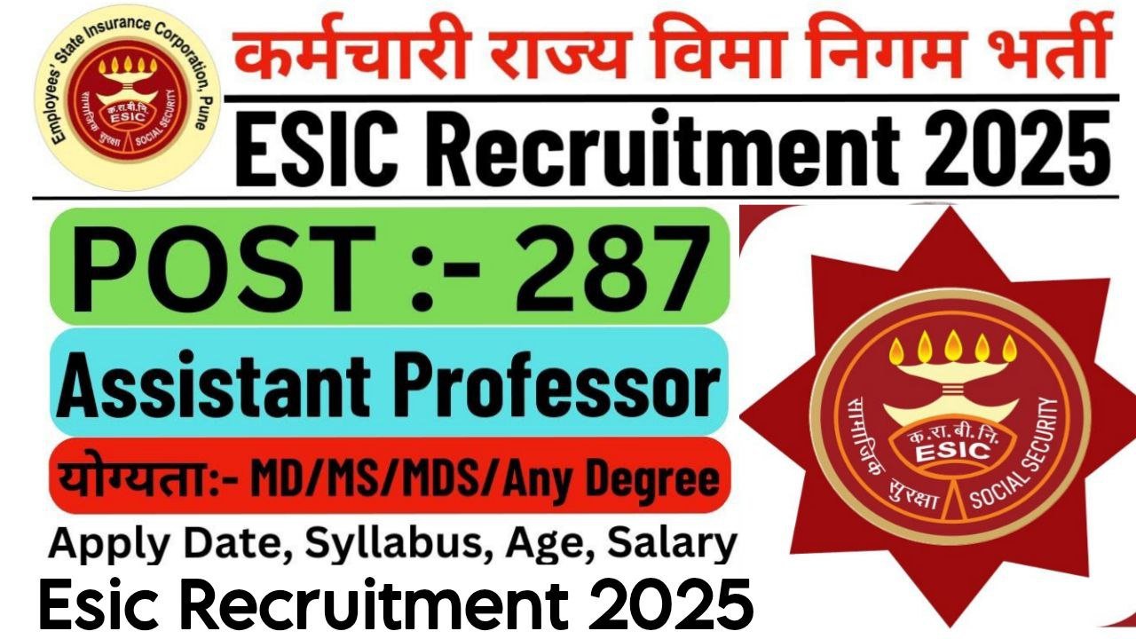 ESIC Recruitment 2025 Apply Online
